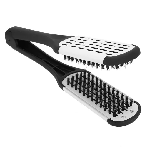 Vista 6 de cepillo para planchar pelo planchar. usura uni4e 25 × 5 × 4 profesional en forma de V abrazadera de peinado peine alisado peine herramienta