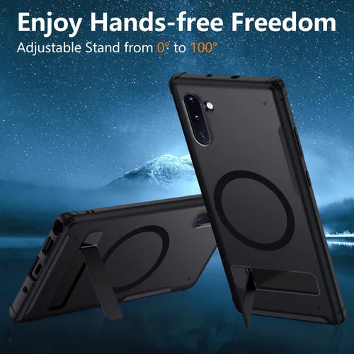 Vista 2 de TIANNIUKE Funda magnética para Samsung Galaxy Note 10, Compatible con MagSafe, Soporte ajustable, Translúcido mate antihuellas, Funda protectora a
