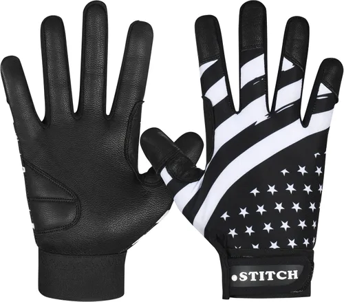 Vista 5 de Guantes de bateo Dot Stitch con bandera de EE. UU. para béisbol y sóftbol, guantes de bateo con bandera americana, guantes de béisbol para niños