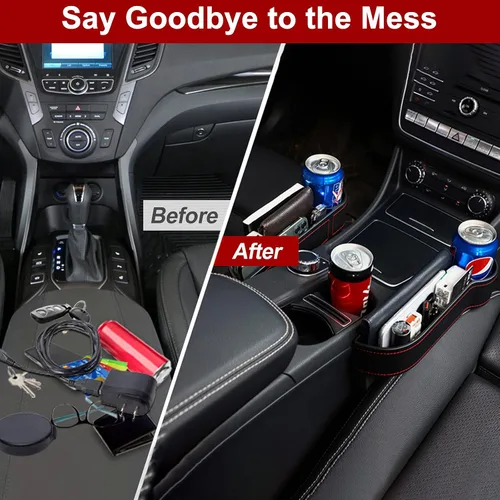 Vista 3 de MORDEN MS Paquete de 2 organizadores para llenar los huecos del asiento del automóvil, almacenamiento para asiento delantero automotriz con soporte