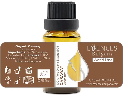 Vista 3 de Essences Bulgaria Aceite esencial de alcaravea orgánica, 0.51 onzas líquidas, 0.5 fl oz, Carum carvi 100% puro y natural, sin diluir, de grado