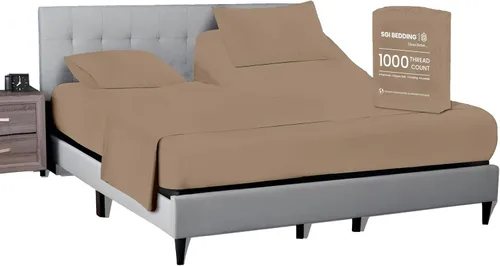 Vista 13 de SGI bedding Sábana Queen de 28" con Parte Superior Dividida Flex Head, 100% Algodón Egipcio, Cuenta de Hilos 1000, Sábana Superior Flex para Cama