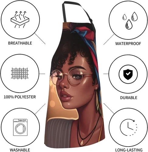 Vista 5 de Perinsto Waterproof Apron with 2 Pockets Kitchen Chef Aprons Bibs for Cooking Baking