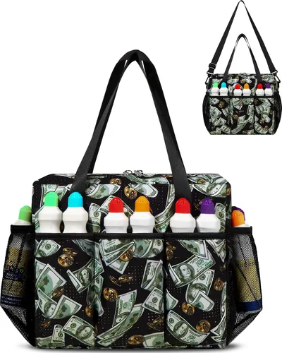 Vista 12 de Bolsa de Bingo con Bolsillos para Marcadores Casino Accesorios de Juego de Bingo para Adultos Mayores Negro