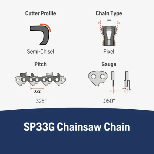 Vista 2 de Husqvarna 581643672 SP33G X-Cut .325 .050 72 DL Paquete de 3 cadenas de motosierra semicicincel de 18 pulgadas