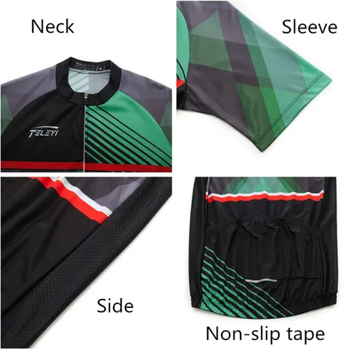 Vista 4 de Conjunto de camiseta de ciclismo para hombre, camiseta de manga corta, reflectante, secado rápido+pantalones cortos acolchados 5D, S-3XL