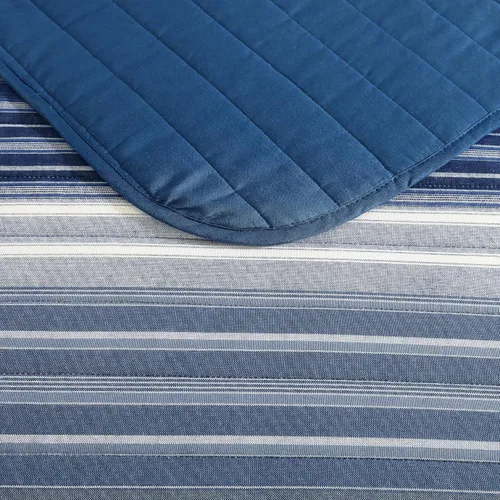 Vista 4 de Nautica - Juego de edredón individual, ropa de cama reversible de algodón con funda a juego, elementos esenciales para dormitorio