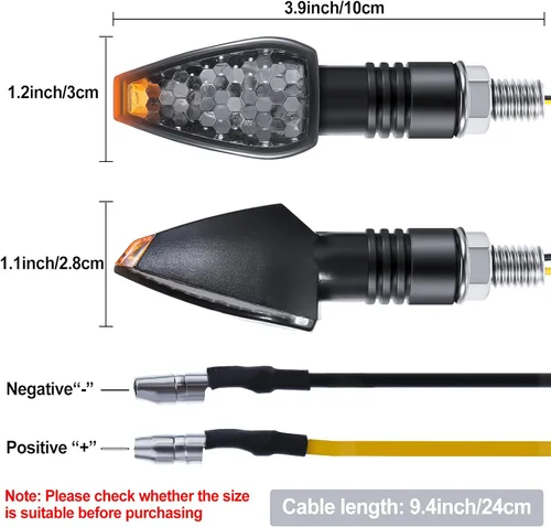 Vista 2 de Frienda 4 unids motocicleta señales de giro 14 LED 12v luces indicadores moto LED parpadeante brillante ámbar lámpara tallo flecha delantera luces