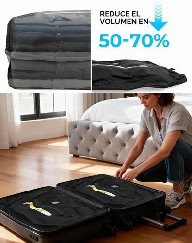 Vista 2 de AIDONS Bolsas de sellado al vacío para ropa de viaje, bolsas de compresión al vacío reutilizables para almacenamiento de ropa y mantas, se adapta a