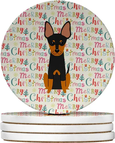 Vista 158 de Abyssinian Sand Terrier Merry Christmas - Posavasos grandes de piedra arenisca (4 unidades)