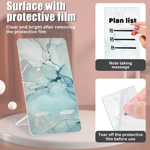Vista 5 de Soporte de teléfono brillante para escritorio, bonito patrón de mármol verde transparente para niñas y mujeres, bonito soporte de acrílico