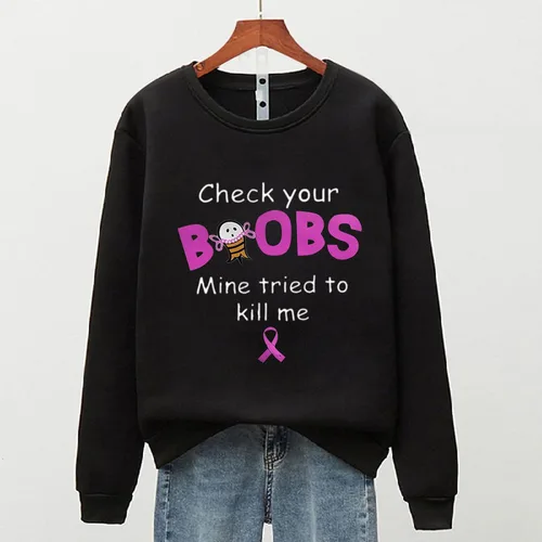 Vista 4 de Sudadera de cuello redondo para mujer, de manga larga, divertida, con estampado de letras, camisetas casuales