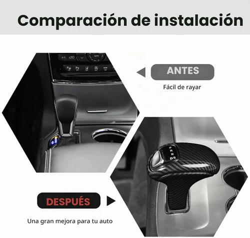 Vista 2 de RT-TCZ Cubierta de perilla de cambio de fibra de carbono, accesorio decorativo para interior, compatible con Jeep Grand Cherokee 2014-2015