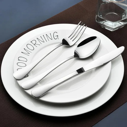 Vista 7 de Juego de cubiertos para 8, 40 piezas de cubiertos de acero inoxidable resistente, incluye cuchillo de carne, tenedor y cuchara, apto