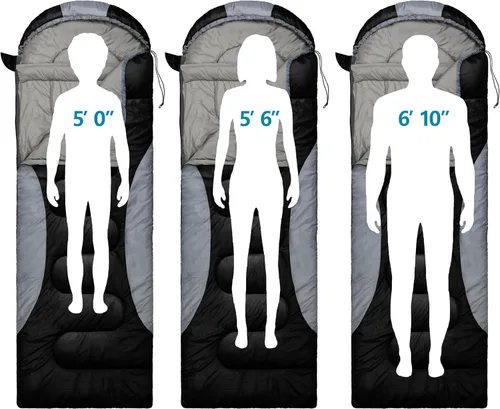 Vista 3 de Sacos de dormir de invierno de 0 grados para adultos, camping en Negro