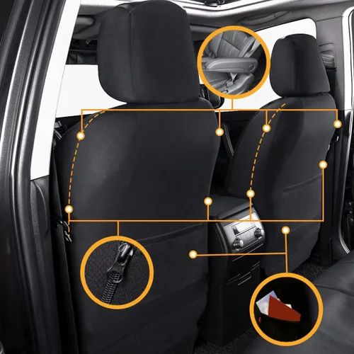 Vista 4 de Fundas para asientos de coche Flying Banner, protectoras, impermeables, de cuero sintético con fibra de carbono para asientos delanteros y traseros