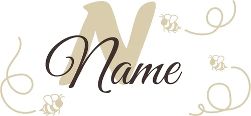 Vista 2 de Calcomanías de nombre de pared para niños con inicial, diseño de abejas voladoras, nombre personalizado para pared, dibujo de abejas, calcomanías