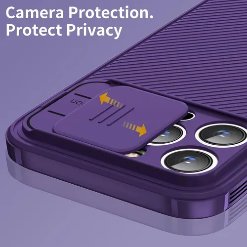 Vista 3 de Funda para iPhone 13 Pro Max con cubierta deslizante para el objetivo, funda magnética delgada para iPhone 13 Pro Max de 6.7 pulgadas, color morado