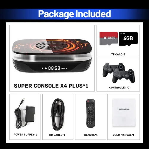Vista 7 de Kinhank Retro Game Console,Super Console X4 PLUS Emulator Console Built-in 65000+Games,S905X4 Chip,Video Game Console with 3 Systems,8K UHD