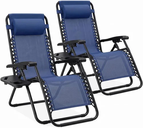 Vista 16 de NEWBULIG Juego de 2 sillas de gravedad cero, sillas reclinables plegables Negro