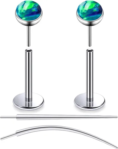 Vista 40 de F136 - Aretes de titanio 20/18/16G sin rosca, con parte trasera plana, multicolor, ópalo, nariz, labret Medusa Monroe, piercing con forma cónica