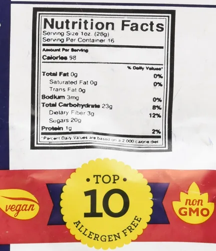 Vista 10 de Frutas secas GERBS, Top 14 libres de alergia alimentaria, sin sulfuro, sin conservantes, sin OMG, vegano