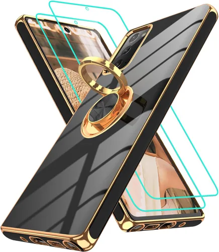Vista 111 de Funda para Motorola Moto G 5G 2024: Funda Moto G Play 5G 2024 con 2 piezas de protectores de pantalla, soporte de anillo de rotación de 360°