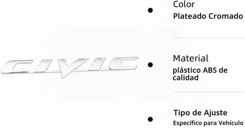 Vista 2 de Emblema de letra trasera 3D para coche de reemplazo para Civic, emblema de calcomanías de logotipo de maletero para coche, modificación de emblema