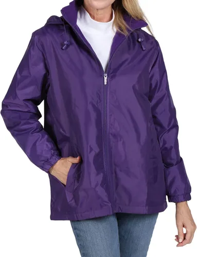 Vista 4 de totes Chaquetas impermeables para mujer, con capucha, chaquetas de tormenta de 3 estaciones, ciruela, talla L, Ciruela