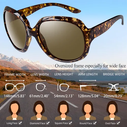 Vista 202 de Joopin Lentes de sol de gran tamaño para mujer, polarizados, grandes, para conducción, protección UV, grandes sombras