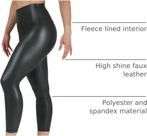 Vista 42 de 90 Degree By Reflex Leggings de cintura alta con forro polar de piel sintética de alto brillo y elástico