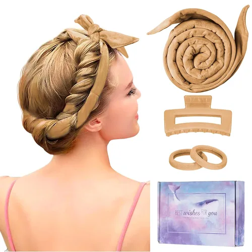 Vista 9 de Flylipu Diadema de Varilla Rizadora sin Calor, Mejorada de 60" Extra Larga, Rizadores de Cabello Suaves para Dormir, Rizos sin Calor para Niñas