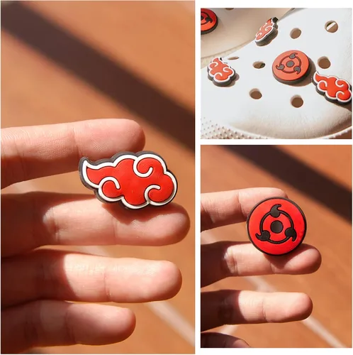 Vista 4 de Babymiu Red Cloud Anime - Dijes para zapatos (10 unidades) para regalos de anime, suministros de fiesta, manga para cualquier decoración de zapatos