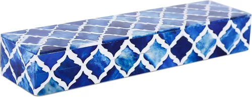 Vista 11 de Handicrafts Home Organizador para joyas y caja de almacenamiento, cajas decorativas para mujer y chicas, para envoltura, estampado de cheurón blanco