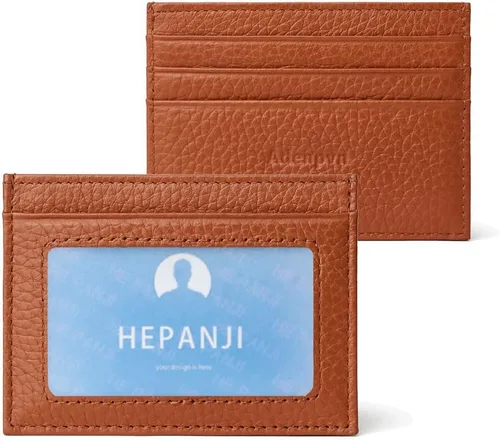 Vista 5 de Cartera de tarjeta de crédito de cuero genuino, billetera minimalista, inserciones de billetera delgada, 003, Estuche para tarjetas de crédito
