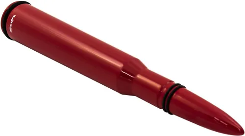 Vista 5 de VMS RACING Antena de bala roja calibre 50 Cal con anillos negros, calibre pesado, mecanizado CNC, de aluminio, corta compatible con Ford F150 F250