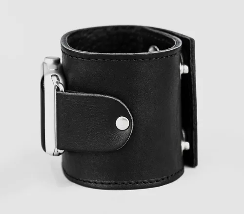 Vista 6 de Correa de cuero cosida ancha compatible con Apple Watch de 1.496 in 1.575 in 1.614 in 1.654 in 1.732 in 1.772 in 1.811 in 1.929 in, hecho a mano UA