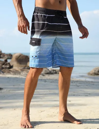 Vista 3 de Nonwe - Traje de baño para hombre, de secado rápido y a rayas, ideal para vacaciones de verano en la playa