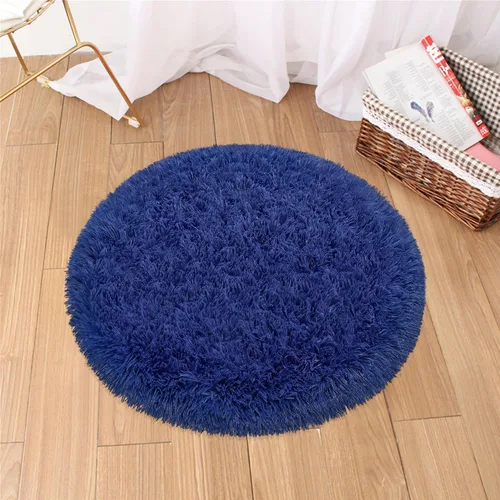 Vista 12 de Alfombra circular pequeña para dormitorio, 2 x 2 pies, color azul, para decoración de habitación de niños, redonda esponjosa para guardería