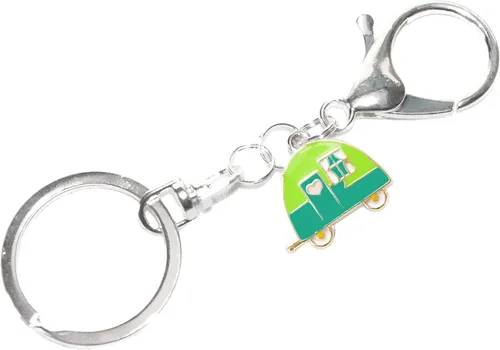 Vista 8 de Retro Camping Keychain - Enamel Key Ring - Vintage Camper Charm - RV Accessories - Handmade
