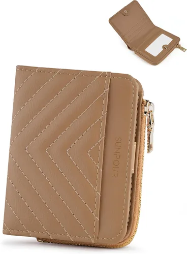 Vista 22 de Billeteras pequeñas y plegables para mujer, mini-cartera RFID para mujer, tarjetero delgado con bolsillo con cremallera para monedas y 2 ventanas