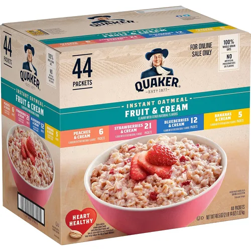 Vista 14 de Avena instantánea Quaker Immunity, paquete variado de 3 sabores, buena fuente de vitaminas C, D y zinc, granos enteros, sin sabores artificiales