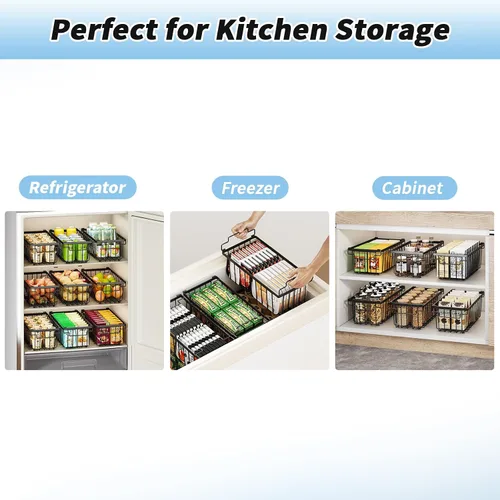 Vista 8 de 4 paquetes de contenedores organizadores para congelador (14.6''L X 7.1''W X 5.2''H) Adecuados para congeladores horizontales de 5-7 pies cúbicos.