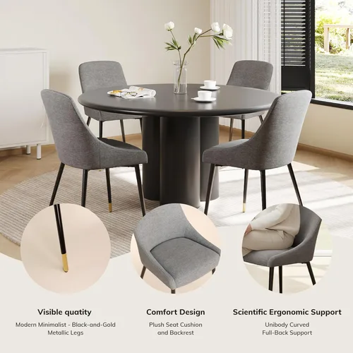 Vista 5 de COLAMY LUMA - Juego de 2 sillas de comedor de tela tapizada con patas de metal y cojín acolchado, sillas laterales sin brazos para comedor, cocina