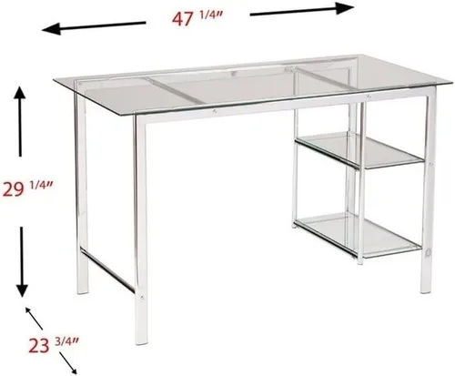 Vista 3 de Southern Enterprises SEI Furniture Oslo - Escritorio de cristal en cromo