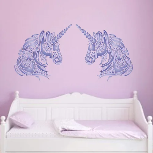 Vista 4 de Plantillas para paredes: Plantilla de cabeza de unicornio, 10 x 10 pulgadas (L) - Caballo tribal decorativo, unicornio