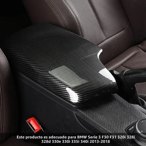 Vista 5 de Funda para Reposabrazos de Coche para BMW Serie 3 F30 E90 E91 E92 E93 2006-2018, Cubierta Interior de Reposabrazos de Fibra de Carbono, Panel