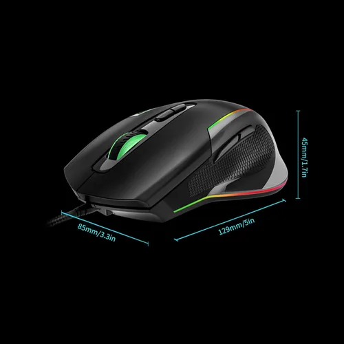 Vista 7 de YUUAND GM30 Ratones para juegos 1000-6400 DPI Ratón ergonómico de oficina para computadoras de escritorio y portátiles, tamaño único