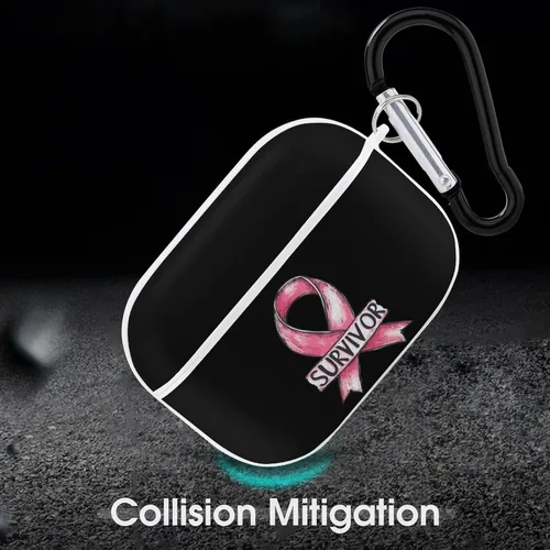 Vista 6 de Breast Cancer Survivor Hard Case Compatible with AirPods Pro 2nd / 1st Generation Cover with Keychain Estilo negro.
