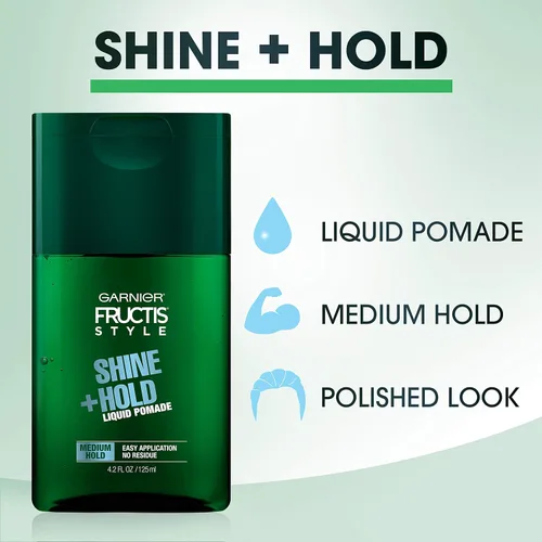 Vista 3 de Garnier Cuidado del cabello Fructis Style Shine and Hold Pomada líquida para el cabello para hombres, sin alcohol de secado, 4.2 onzas líquidas